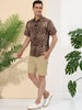 Hawaiian Floral Print Short Sleeve Button Beach Shirt
