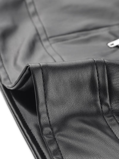Plus Size Leather Motorcycle Vest for Women Zip Up Notch Lapel Riding Club Black Biker Vests Jacket