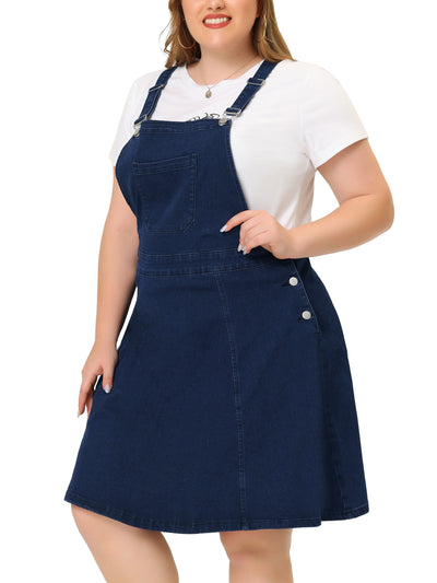 Relax Fit Denim Jeans Button Overall Dress