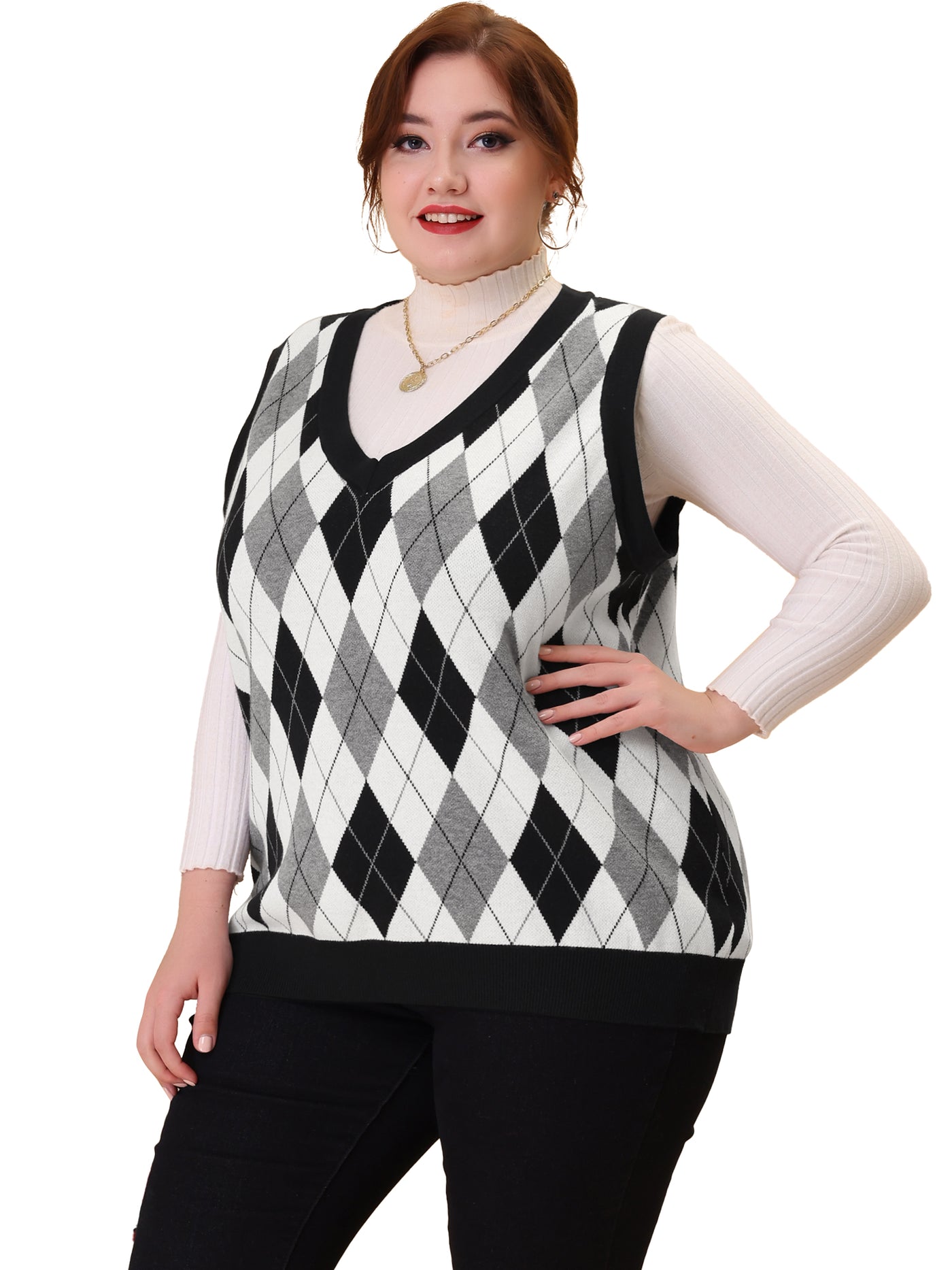 Bublédon Plus Size Vest for Women Cable Knit Sleeveless Pullover Sweater Vests