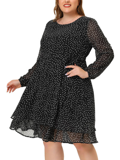 X Line Woven Round Neck Double Layers Dress