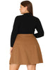 A Line Woven Elastic Waist Button Decor Skirt