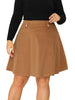 A Line Woven Elastic Waist Button Decor Skirt