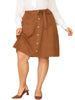 Faux Suede Skirt Knee Length for Women Plus Size Elastic Waist Flared Stretch a Line Midi Skirts