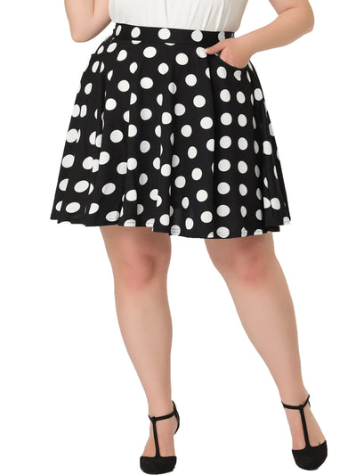 Plus Size Suspender Skirt for Women Detachable Strap A-Line Polka Dots Skirts