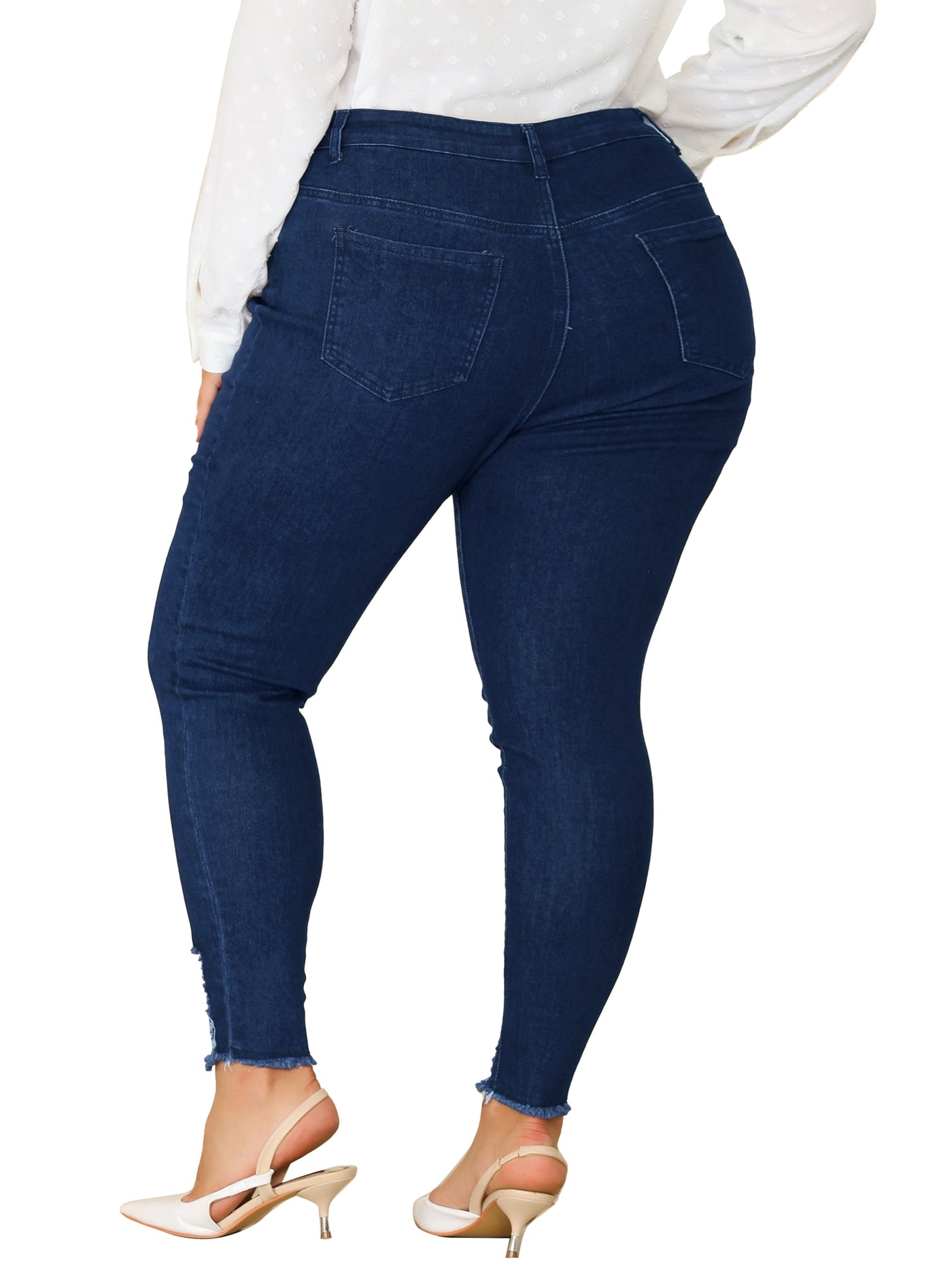 Bublédon Plus Size Denim Jean for Women Ripped Mid Rise Stretch Washed Skinny Jeans