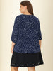 Plus Size Plain Cuff Sleeve Crew Neck Ribbon Blouse