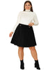 A Line Woven Elastic Waist Button Decor Skirt