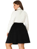 A Line Woven Elastic Waist Button Decor Skirt