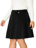 A Line Woven Elastic Waist Button Decor Skirt