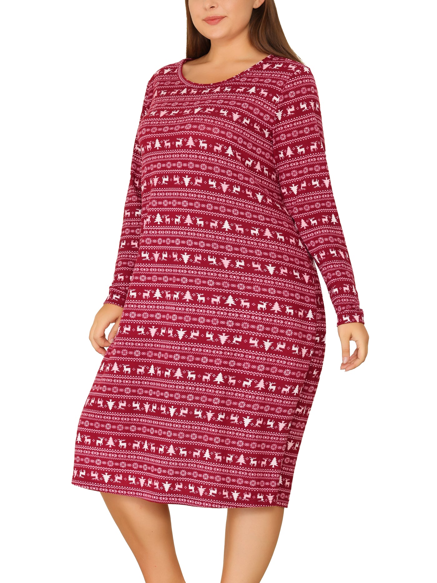 Bublédon Women's Plus Size Sleepwear Comfy Long Sleeve Sleep Dress Nightgown