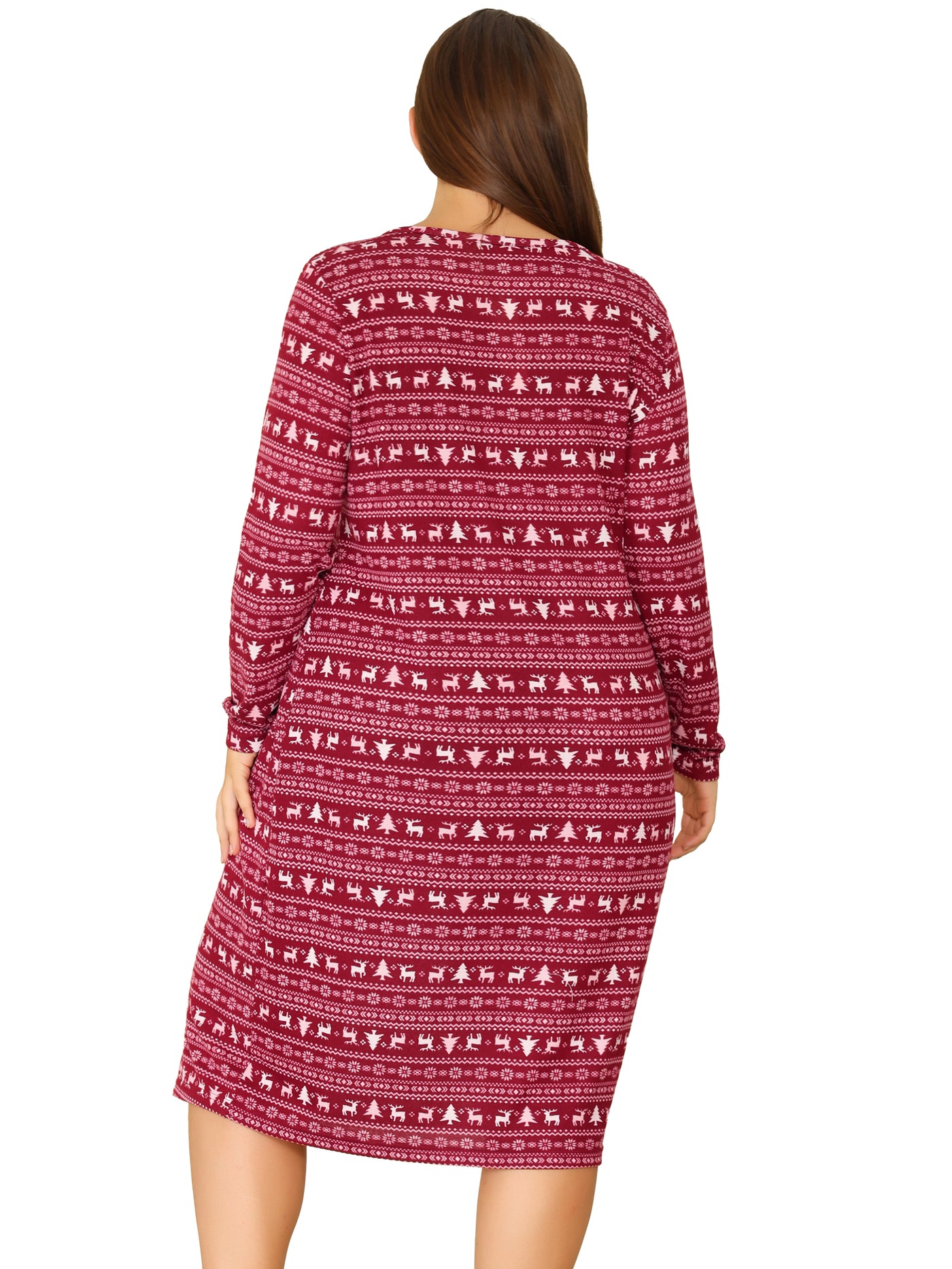 Bublédon Women's Plus Size Sleepwear Comfy Long Sleeve Sleep Dress Nightgown