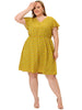 Rayon V Neck Short Sleeve Floral Print Curve Dress