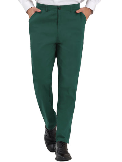 Men's Dress Pants Classic Fit Flat Front Solid Color Prom Trousers