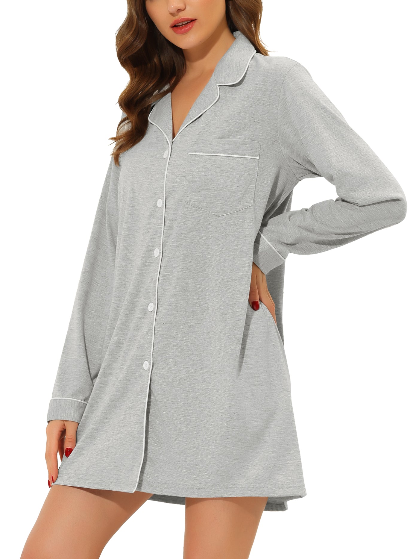 Bublédon Women's Pajamas Nightshirt Button Down Shirt Dress