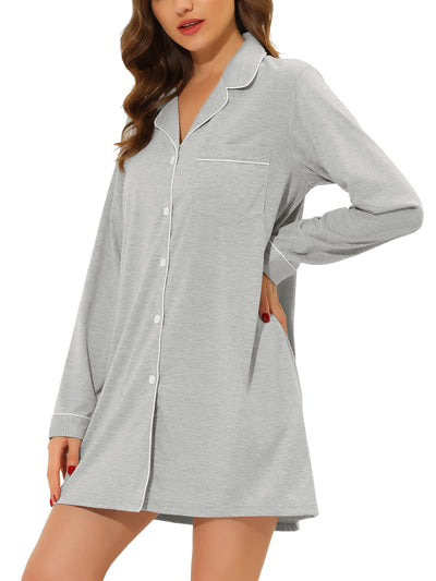 Women's Pajamas Nightshirt Button Down Shirt Dress