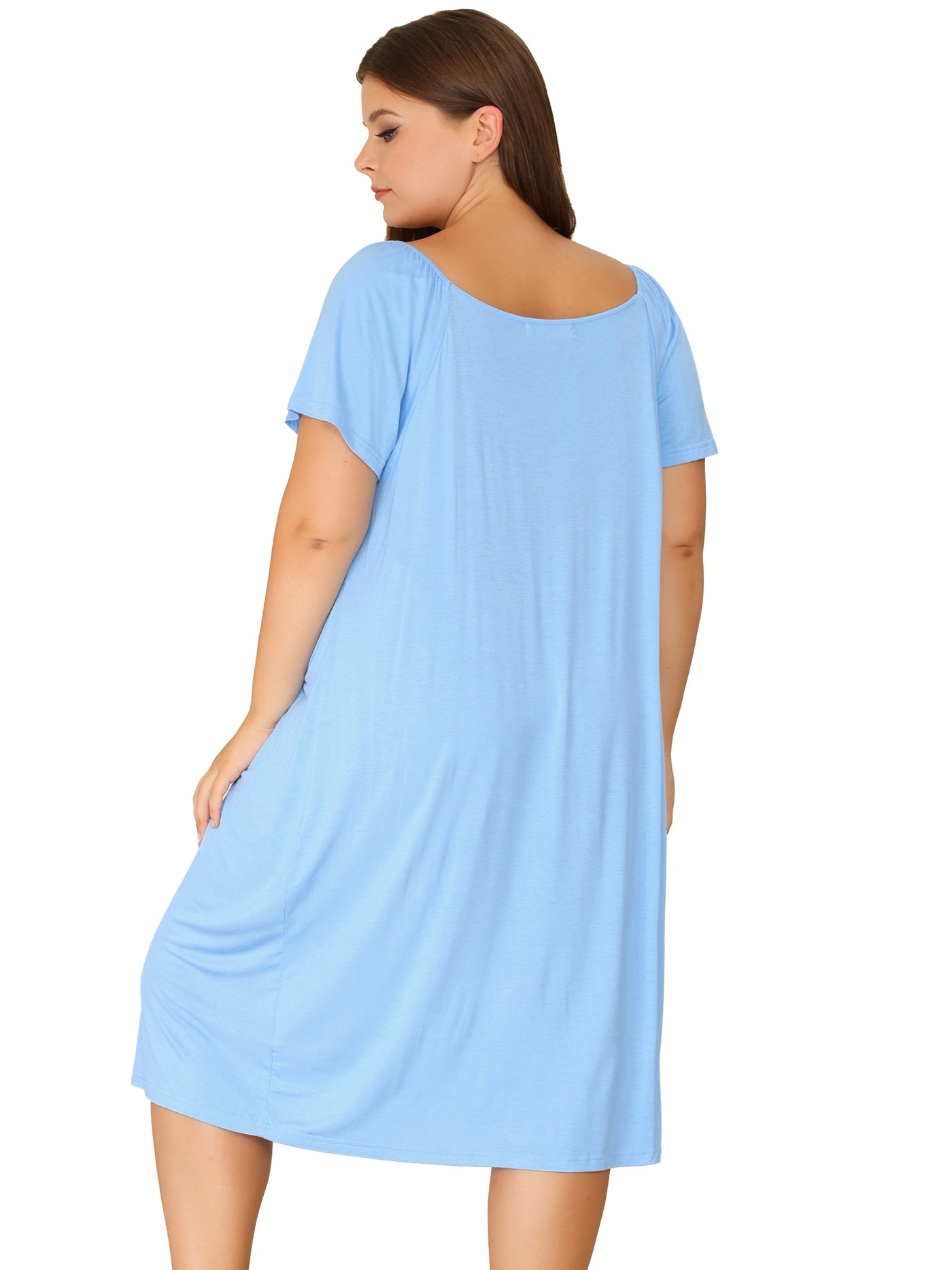 Bublédon Women's Plus Size Sleep Dress Knit Sweetheart Neck Short Sleeve Nightdress
