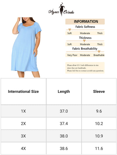 Women's Plus Size Sleep Dress Knit Sweetheart Neck Short Sleeve Nightdress