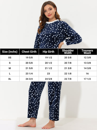 Women's Sleepwear Flannel Warm Plush Fleece Pajamas Set