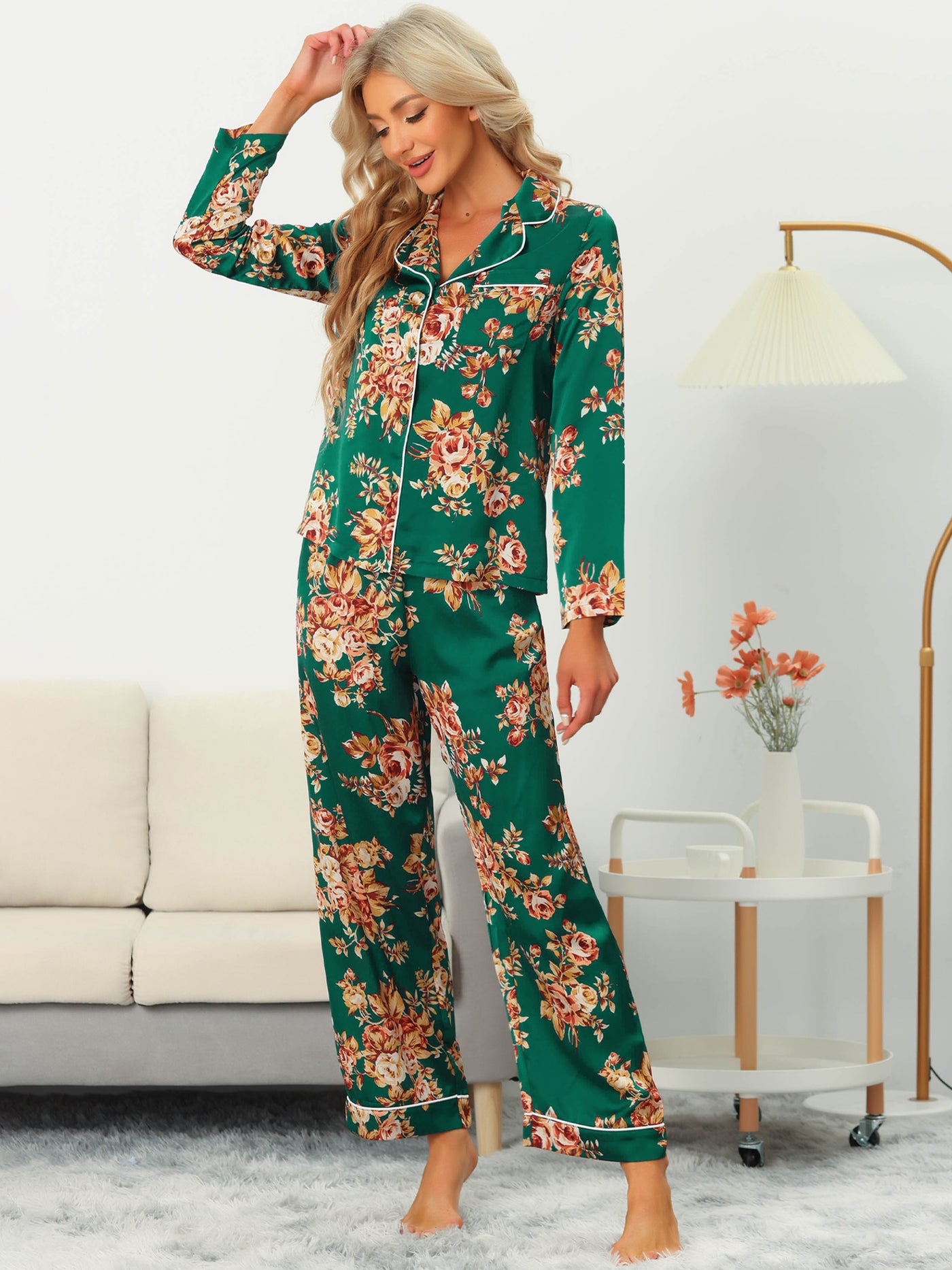 Bublédon Women's Sleep Nightwear Sleepwear Lounge Satin Pajama Sets