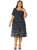 X Line V Neck Midi Floral Ruffle Hem Dress