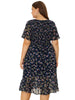 X Line V Neck Midi Floral Ruffle Hem Dress
