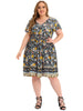 X Line Woven V Neck Short Sleeve Smock Waist Dress