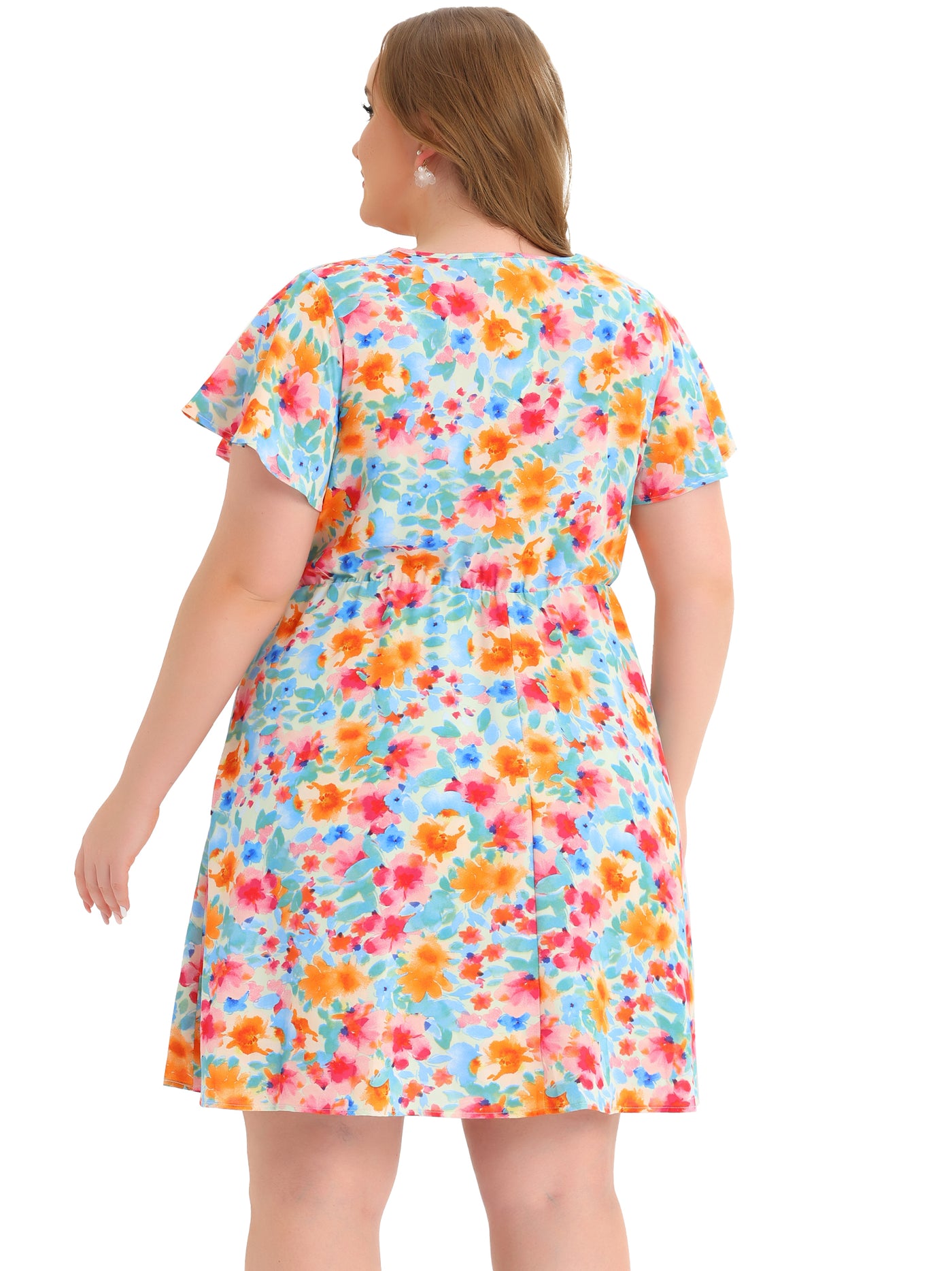 Bublédon X Line Woven V Neck Knee Length Floral Dress