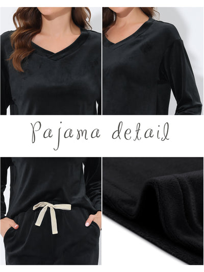 Women's Sleepwear Velvet Nightwear with Pockets Pajama Sets