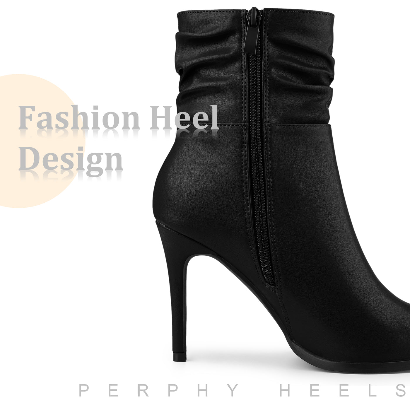 Bublédon Perphy Slouchy Pointed Toe Side Zip Stiletto Heel Ankle Boots