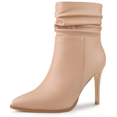 Bublédon Slouchy Pointed Toe Side Zip Stiletto Heel Ankle Boots