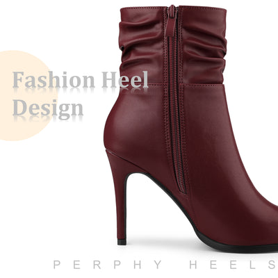 Perphy Slouchy Pointed Toe Side Zip Stiletto Heel Ankle Boots