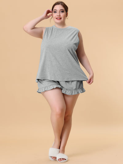 Bublédon Women's Plus Size Pajamas Set Knit Tank Top Sleepwear
