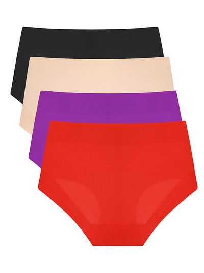 Women's High Waist Briefs Underwear Soft Breathable Seamless Hipster Panties