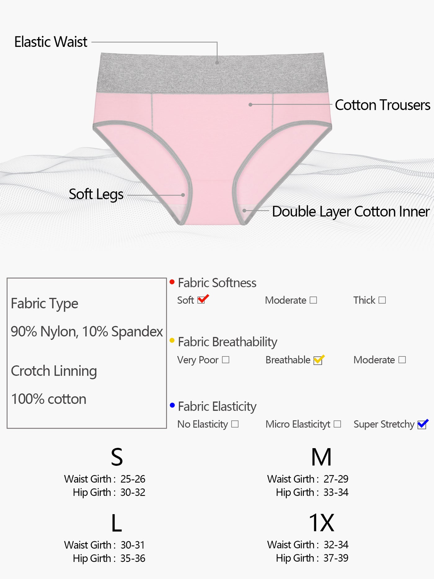 Bublédon Women Underpants Stretch Briefs Breathable Panties 5 Packs