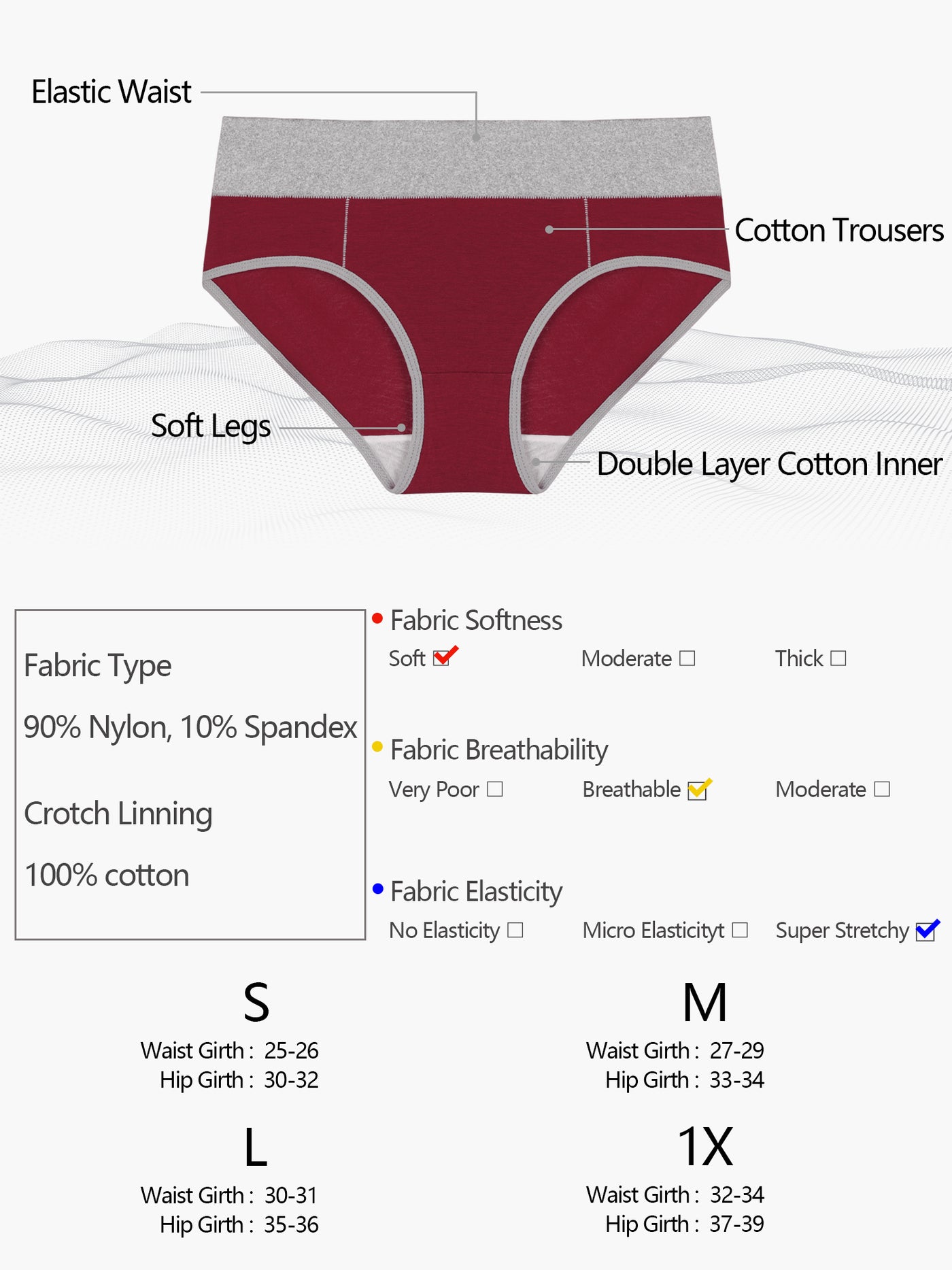 Bublédon Women Underpants Stretch Briefs Breathable Panties 5 Packs