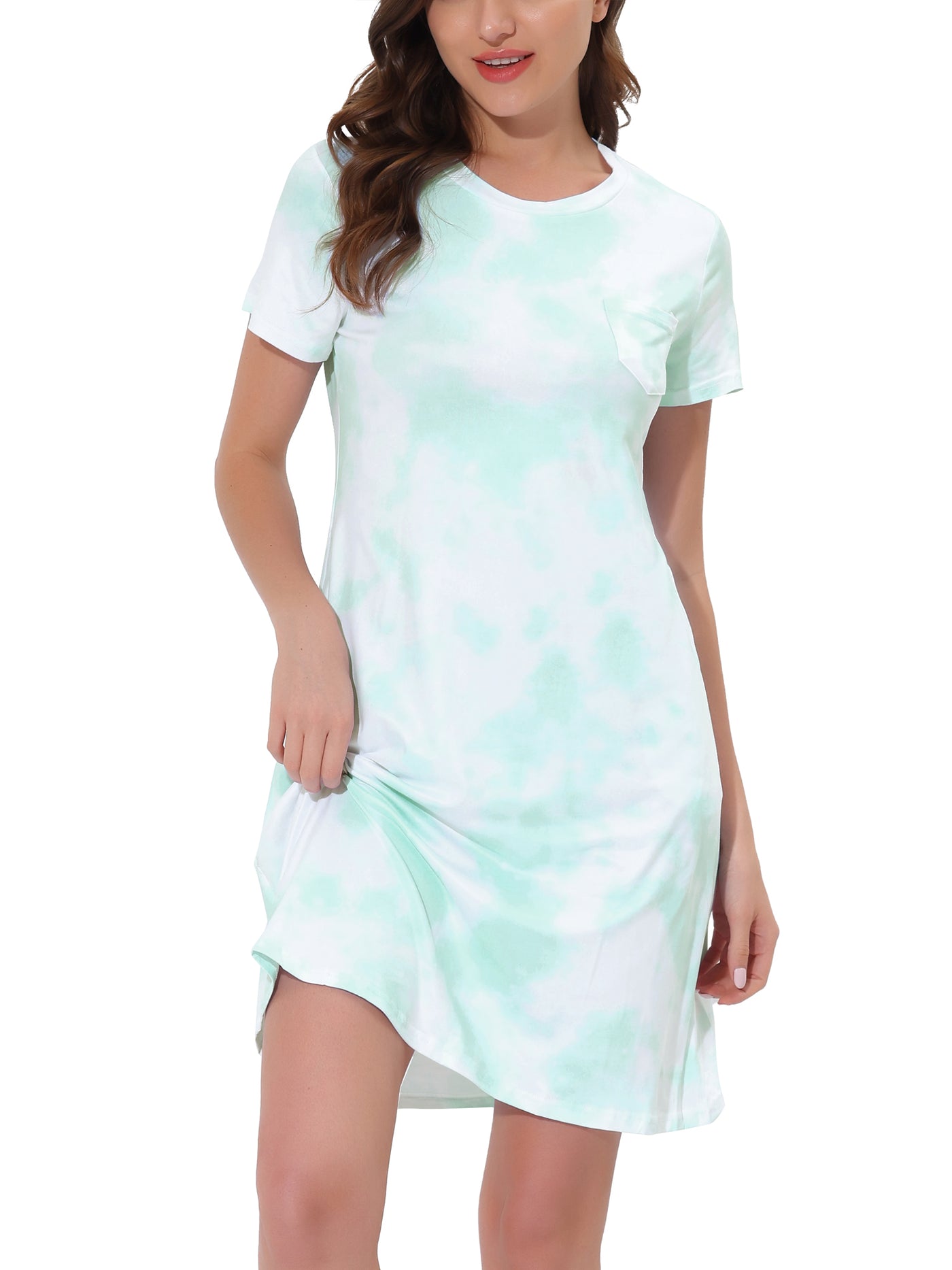 Bublédon Women's Pajama Dress Sleepwear Strtechy with Pockets Nightshirt Lounge Nightgown