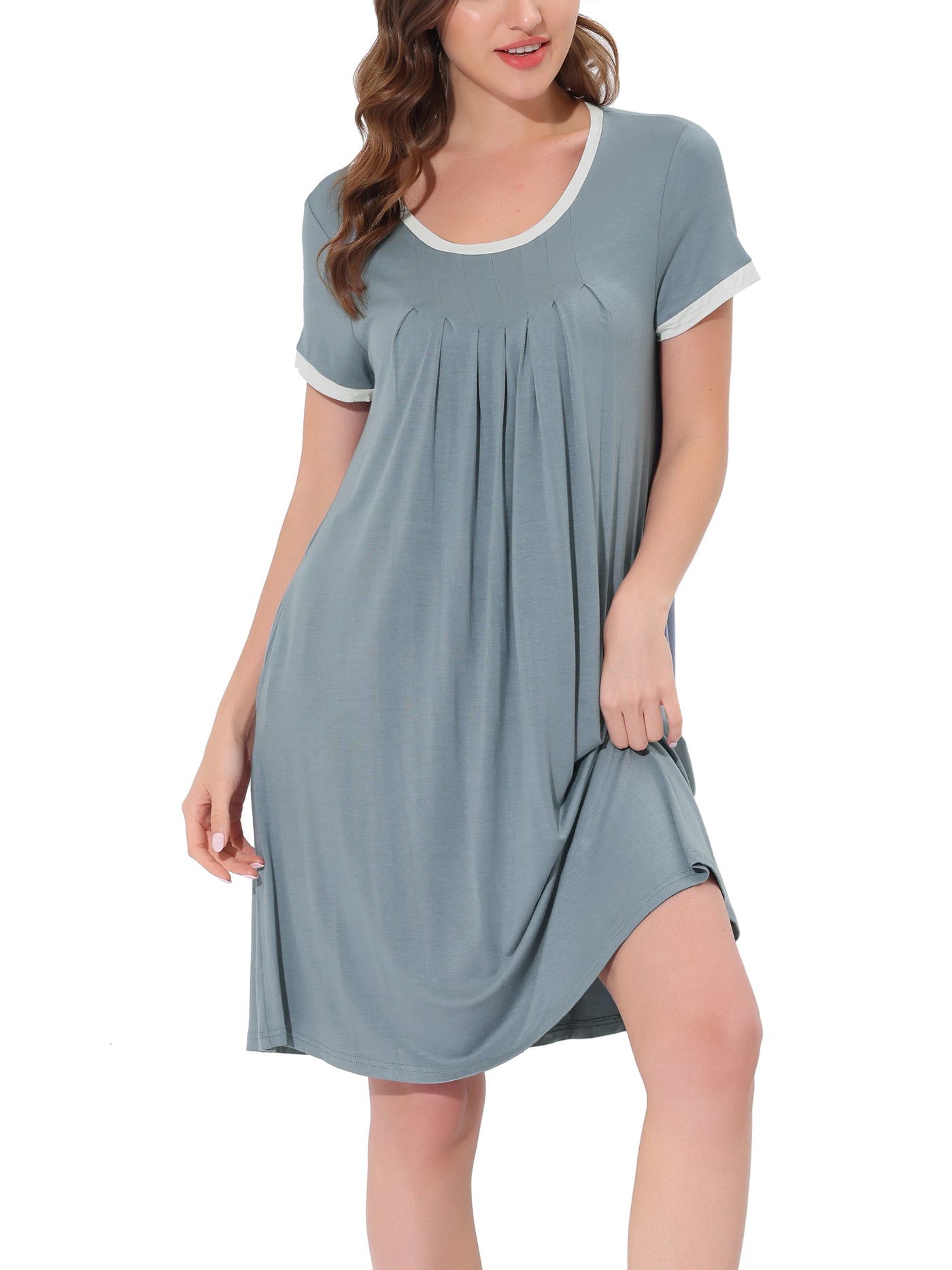 Bublédon Women's Sleepwear Pajama Dress Soft Nightshirt with Pockets Lounge Nightgown