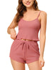 Pajama Sleeveless Crop Tank Tops and Shorts Strtechy 2pcs Lounge Set