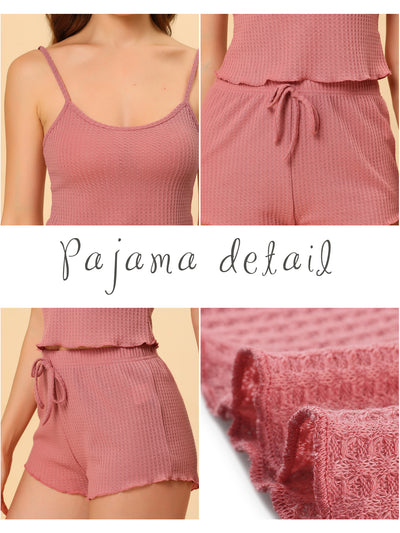 Pajama Sleeveless Crop Tank Tops and Shorts Strtechy 2pcs Lounge Set