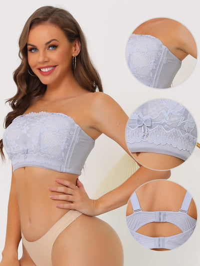 Invisible Bandeau Bra Strapless Buckle Lift Insert Lace Bralette