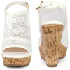 Perphy Lace Platform Heel Slingback Wedges Sandals for Women