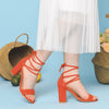 Perphy Strappy Lace Up Chunky High Heel Sandals for Women