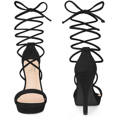Platform Stiletto Heels Lace Up Sandals for Women