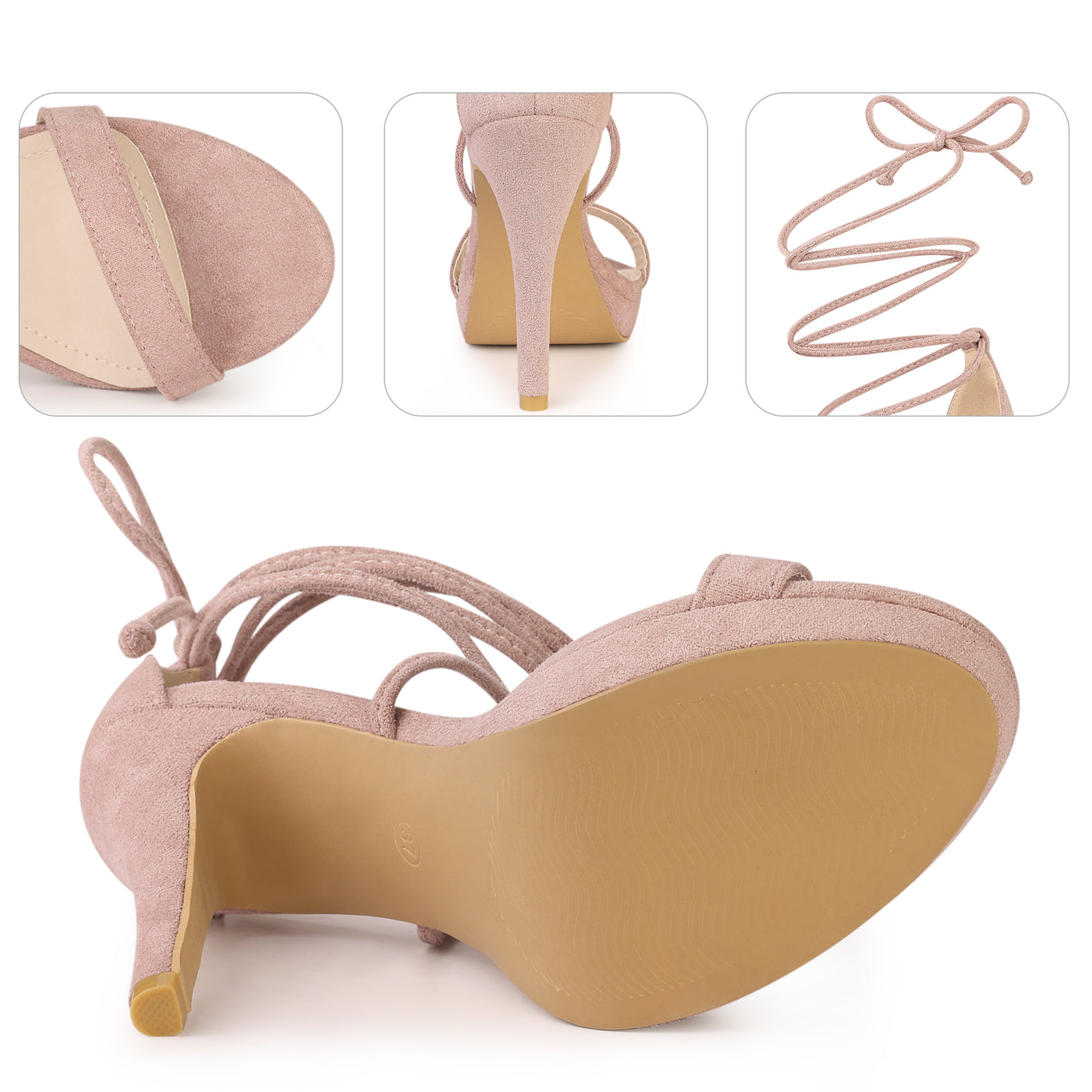 Bublédon Platform Stiletto Heels Lace Up Sandals for Women