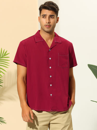 Summer Shirt for Men's Camp Collar Short Sleeves Button Down Casual Beach Shirts