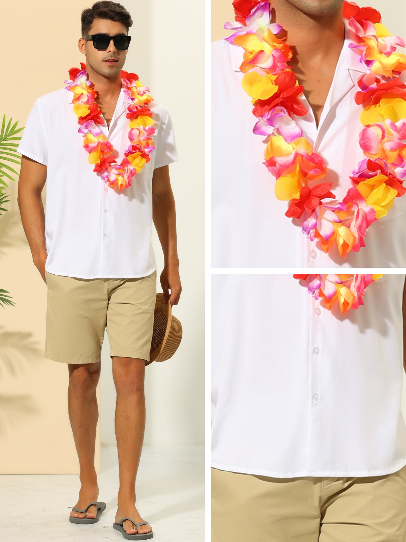 Bublédon Summer Shirt for Men's Camp Collar Short Sleeves Button Down Casual Beach Shirts