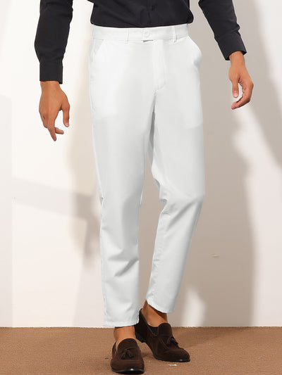 Men's Cropped Solid Flat Front Business Prom Tapered Dress Pants