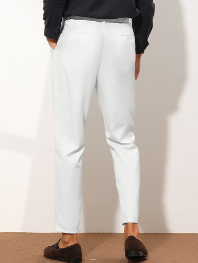 Men's Cropped Solid Flat Front Business Prom Tapered Dress Pants