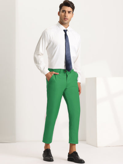 Men's Dress Pants Slim Fit Flat Front Solid Prom Trousers